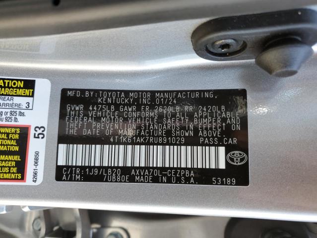 VIN 4T1K61AK7RU891029 2024 Toyota Camry, Xse no.13