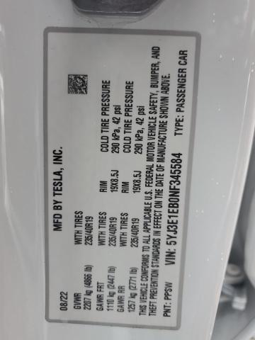 2022 TESLA MODEL 3 - 5YJ3E1EB0NF345584