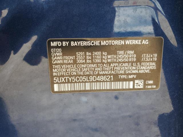 VIN 5UXTY5C05L9D48621 2020 BMW X3, Xdrive30I no.12