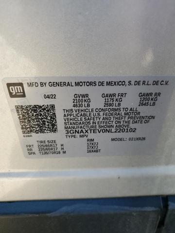 2022 CHEVROLET EQUINOX LT 3GNAXTEV0NL220102  66273294