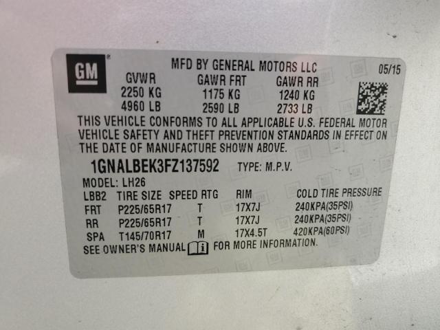 2015 CHEVROLET EQUINOX LT - 1GNALBEK3FZ137592