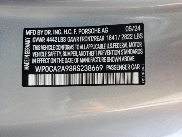 2024 PORSCHE 911 CARRER - WP0CA2A93RS238669