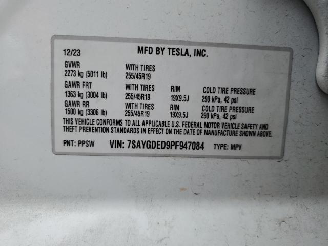 VIN 7SAYGDED9PF947084 2023 TESLA MODEL Y no.12