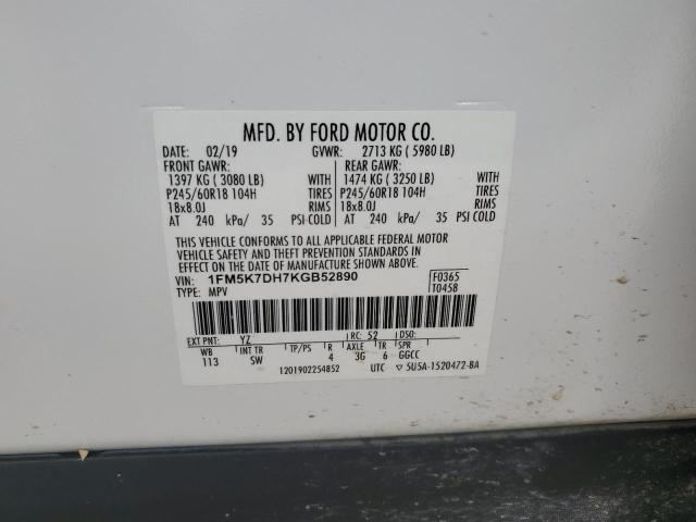 2019 FORD EXPLORER X - 1FM5K7DH7KGB52890
