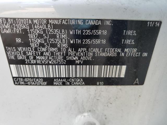 VIN 2T3DFREV5FW267552 2015 Toyota RAV4, Limited no.13