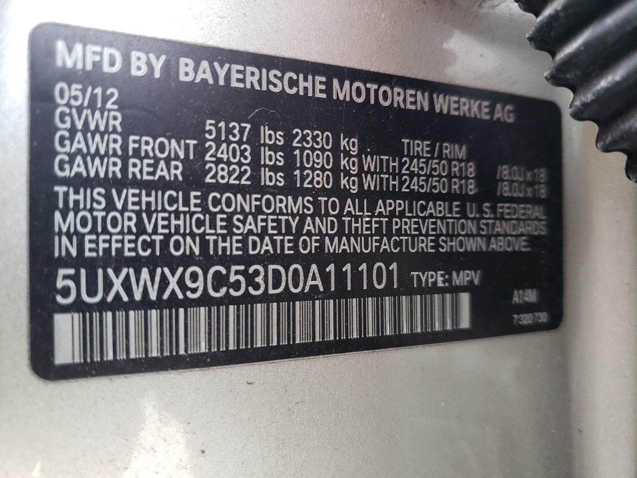 Lot #3003547140 2013 BMW X3 XDRIVE2