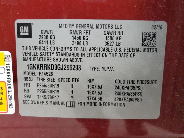 VIN 1GKKRRKD0GJ296293 2016 GMC Acadia, Slt-1 no.13