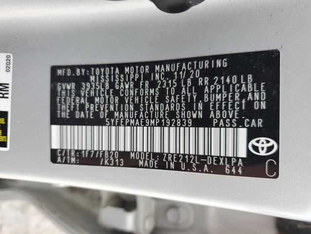 2021 TOYOTA COROLLA LE - 5YFEPMAE9MP192839