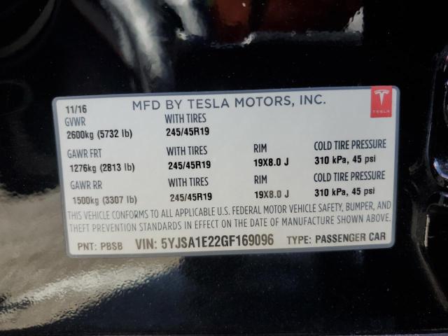 VIN 5YJSA1E22GF169096 2016 Tesla MODEL S no.12