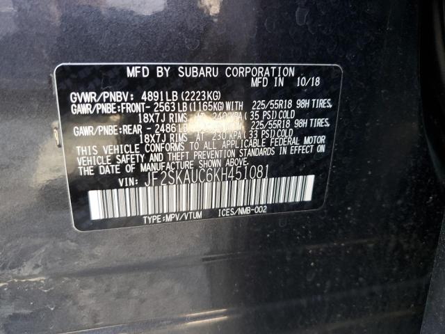 2019 SUBARU FORESTER L - JF2SKAUC6KH451081