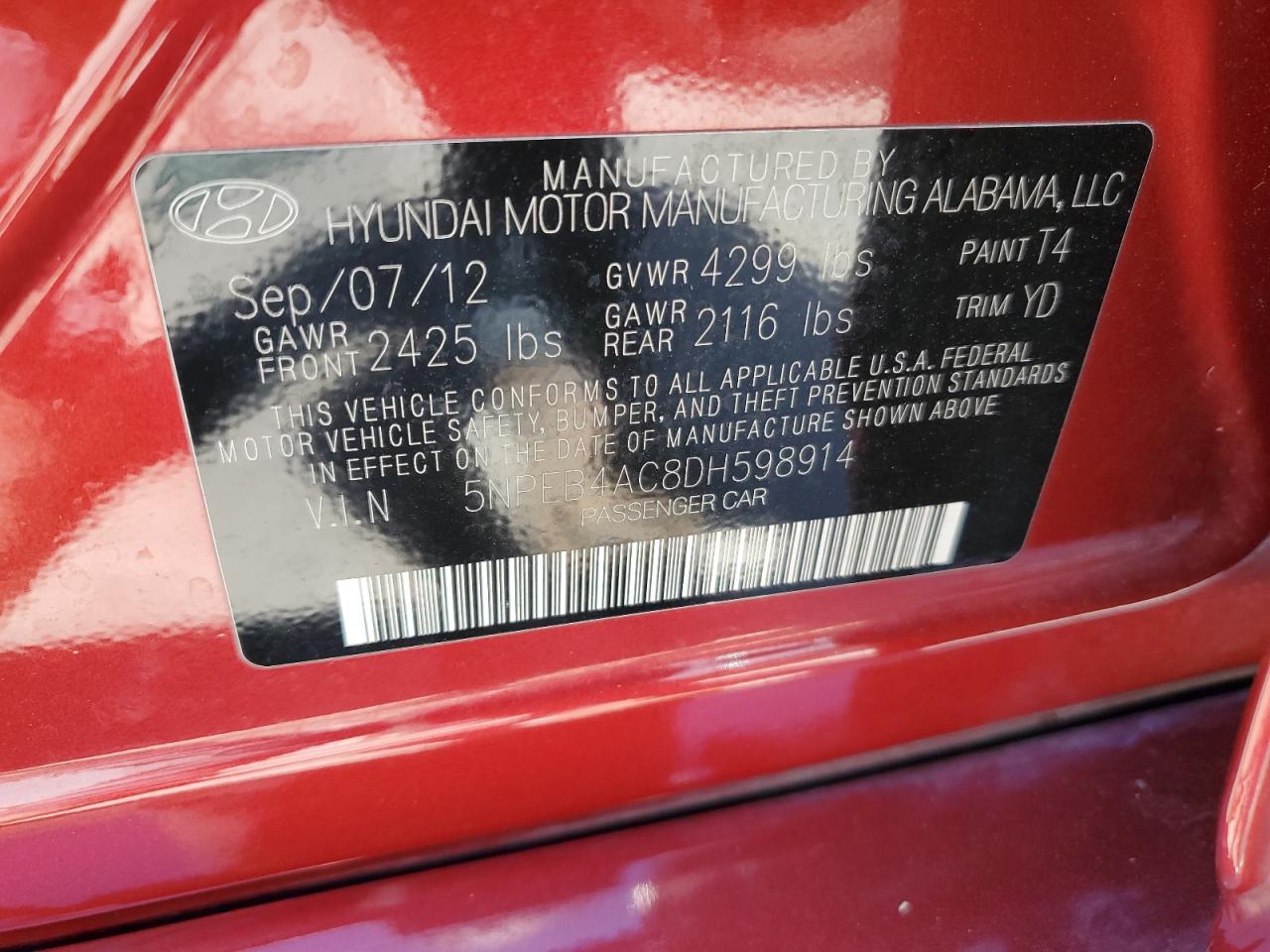 Lot #2986619239 2013 HYUNDAI SONATA GLS