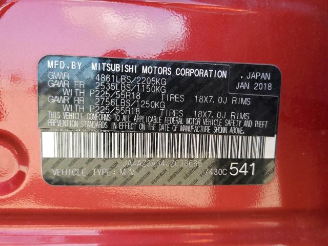 2018 MITSUBISHI OUTLANDER - JA4AZ3A34JZ038665