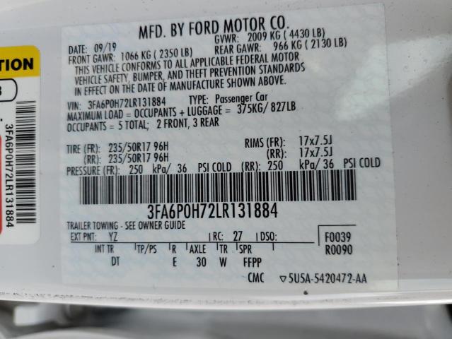 VIN 3FA6P0H72LR131884 2020 Ford Fusion, SE no.12