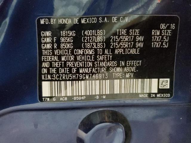 2016 HONDA HR-V EXL - 3CZRU5H79GM746913