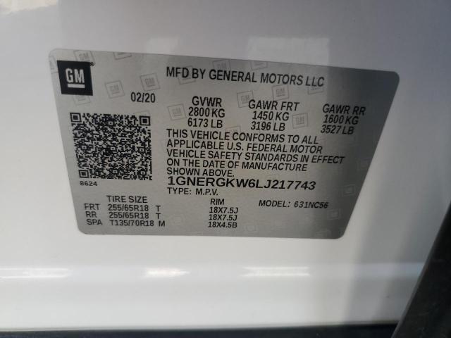 2020 CHEVROLET TRAVERSE L - 1GNERGKW6LJ217743