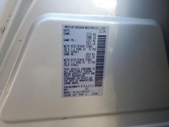 2015 NISSAN PATHFINDER - 5N1AR2MNXFC634222