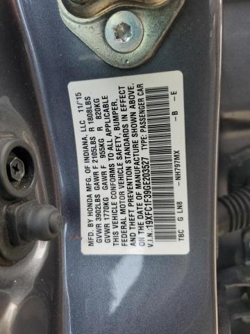 VIN 19XFC1F39GE203527 2016 Honda Civic, EX no.12