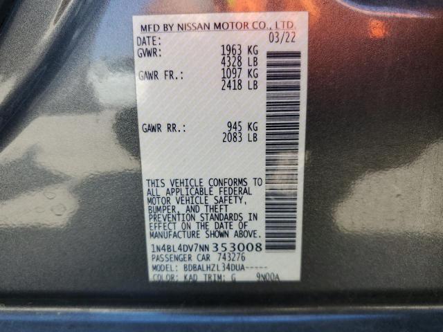 2022 NISSAN ALTIMA SV - 1N4BL4DV7NN353008