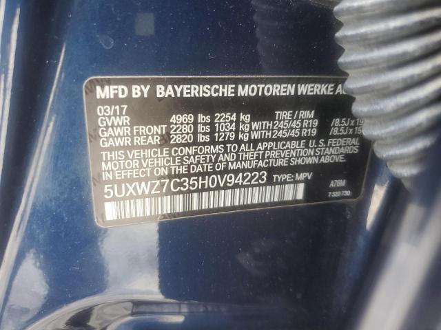 2017 BMW X3 SDRIVE2 5UXWZ7C35H0V94223