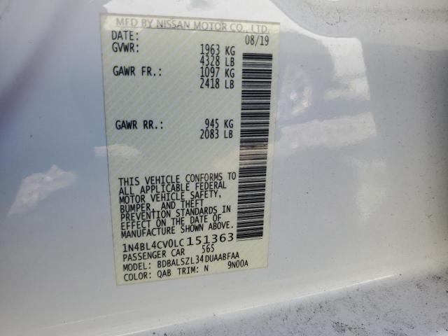 2020 NISSAN ALTIMA SR 1N4BL4CV0LC151363