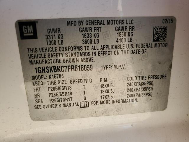 2015 CHEVROLET TAHOE K150 1GNSKBKC7FR618059