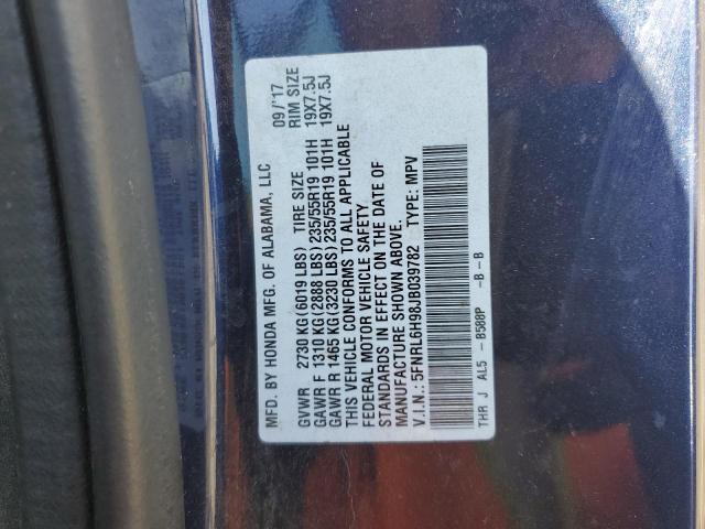 2018 HONDA ODYSSEY ELITE 5FNRL6H98JB039782