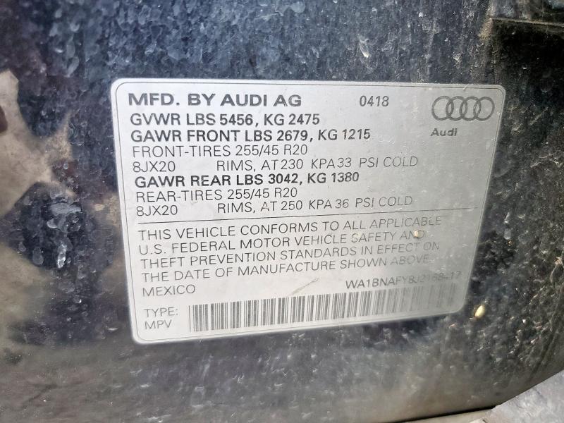 2018 AUDI Q5 PREMIUM WA1BNAFY8J2168417