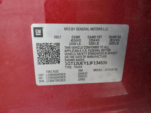 2018 GMC SIERRA K25 1GT12UEY1JF134535