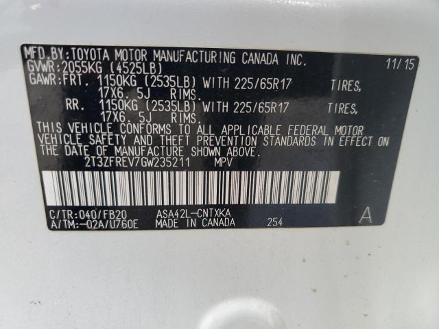 2016 TOYOTA RAV4 LE - 2T3ZFREV7GW235211