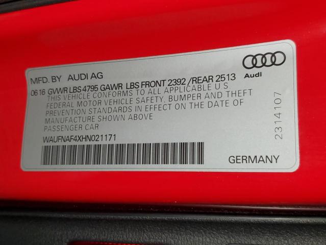 2017 AUDI A4 PRESTIG WAUFNAF4XHN021171