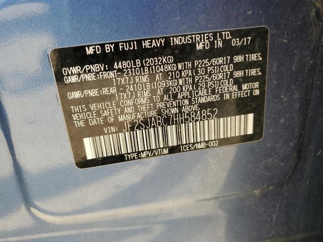 2017 SUBARU FORESTER 2 - JF2SJABC7HH584852