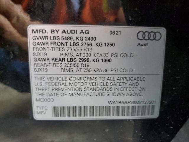 2021 AUDI Q5 PREMIUM WA1BAAFY6M2127901
