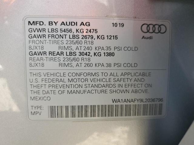 2020 AUDI Q5 PREMIUM WA1ANAFY9L2036796