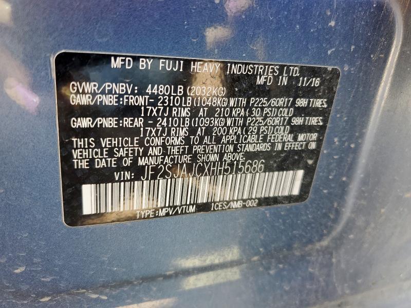 2017 SUBARU FORESTER 2 - JF2SJAJCXHH515686