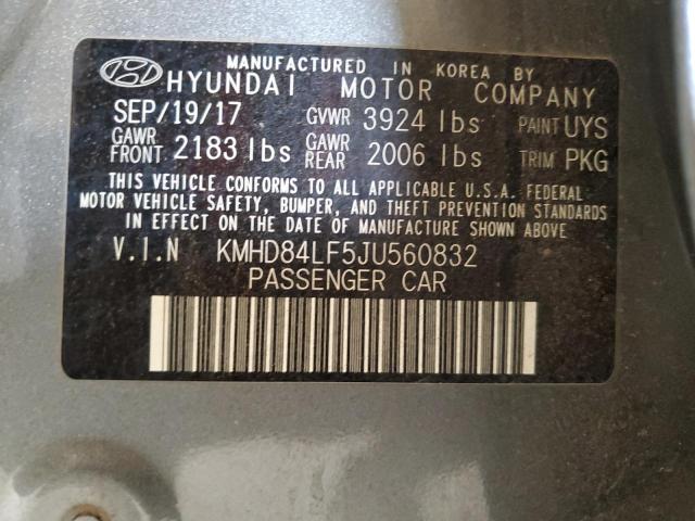 2018 HYUNDAI ELANTRA SEL KMHD84LF5JU560832
