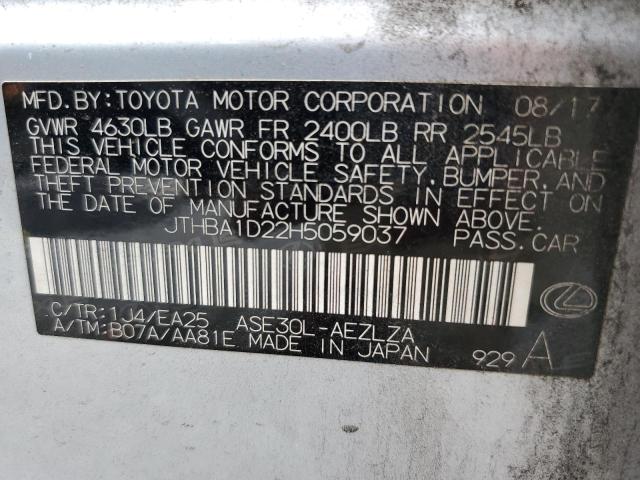 2017 LEXUS IS 200T JTHBA1D22H5059037