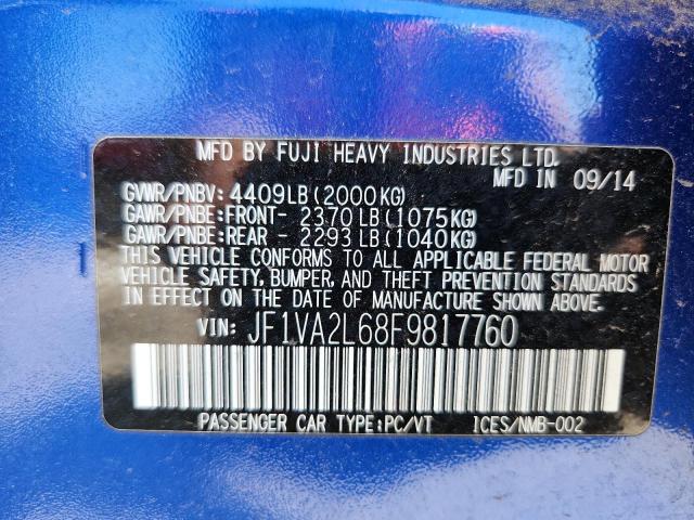 2015 SUBARU WRX STI JF1VA2L68F9817760