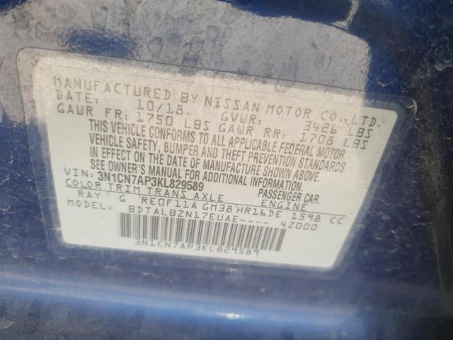 2019 NISSAN VERSA S - 3N1CN7AP3KL829589