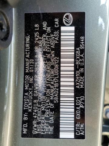 2020 LEXUS ES 300H 58AD21B17LU008122