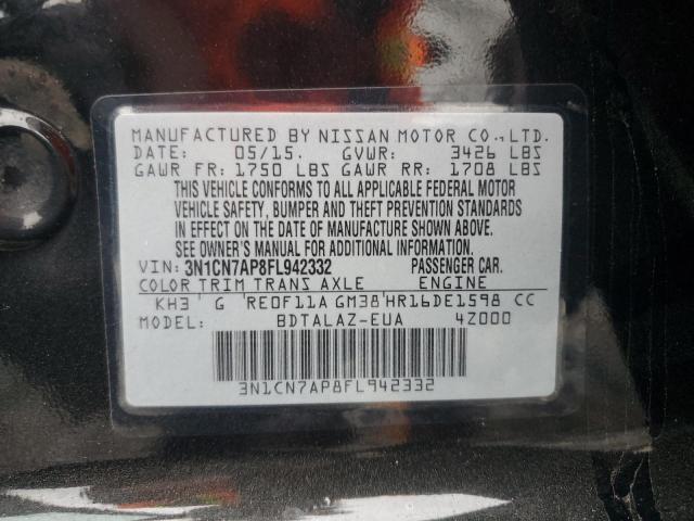 2015 NISSAN VERSA S 3N1CN7AP8FL942332