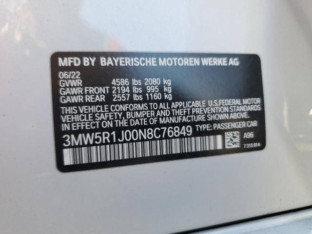 2022 BMW 330I 3MW5R1J00N8C76849