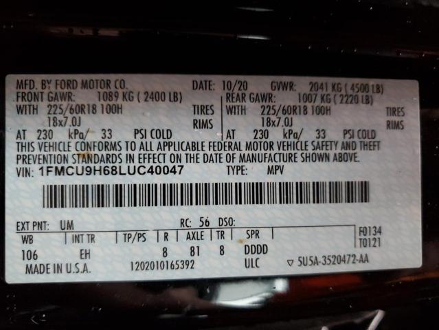 2020 FORD ESCAPE SEL 1FMCU9H68LUC40047