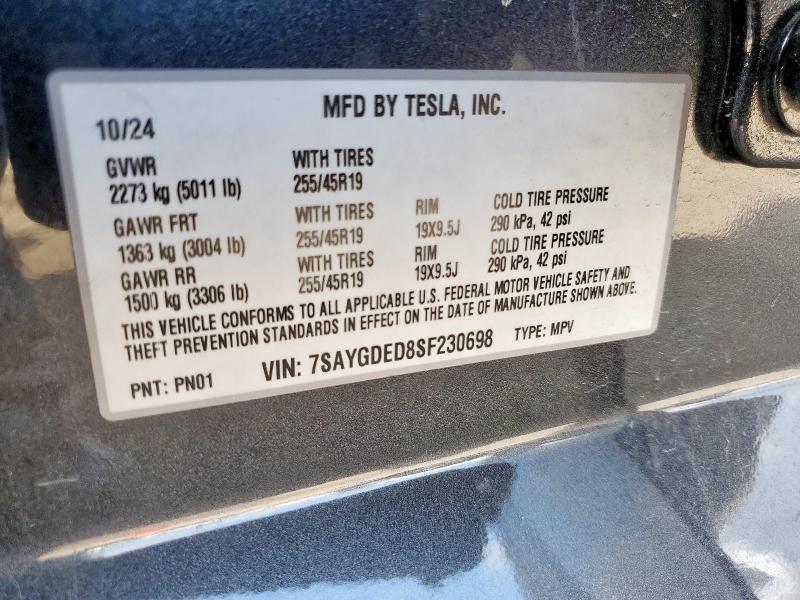 2025 TESLA MODEL Y 7SAYGDED8SF230698