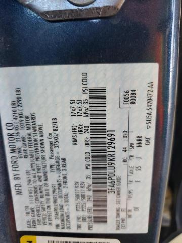2019 FORD FUSION SE - 3FA6P0LU9KR129691