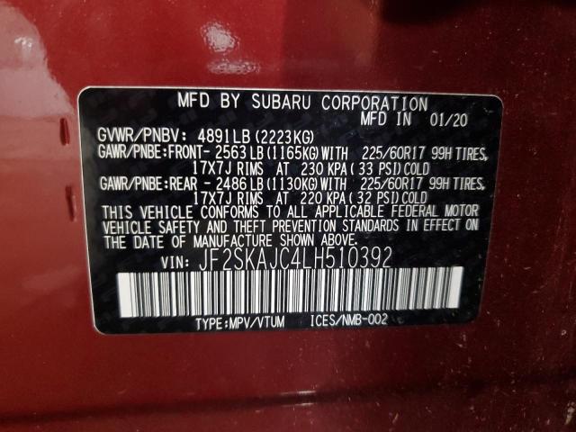 2020 SUBARU FORESTER P JF2SKAJC4LH510392