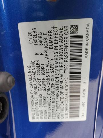 2020 HONDA CIVIC SI 2HGFC3A5XLH751413