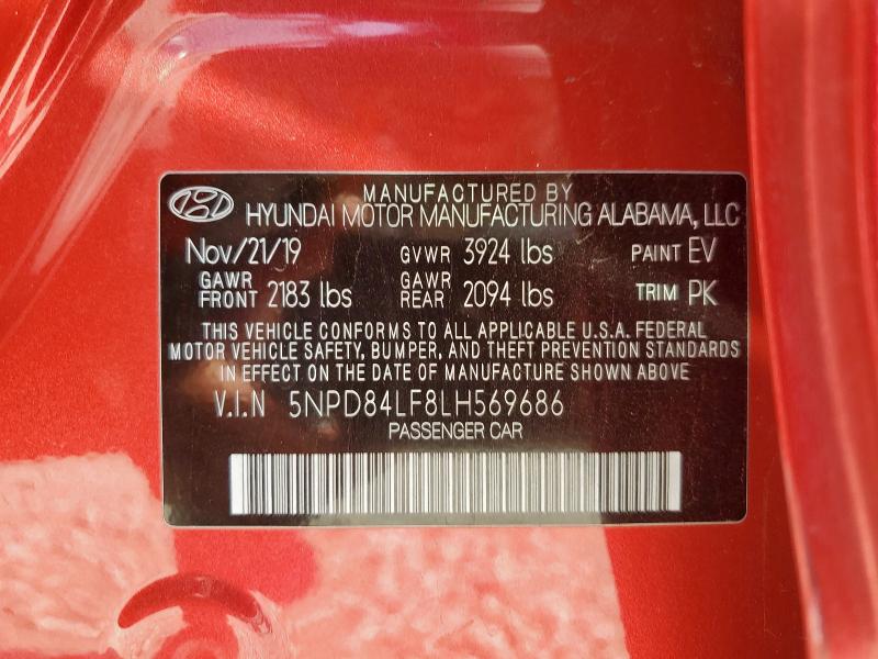2020 HYUNDAI ELANTRA SE 5NPD84LF8LH569686
