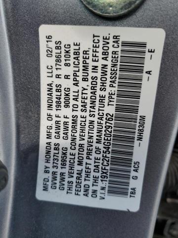 2016 HONDA CIVIC LX 19XFC2F54GE029762