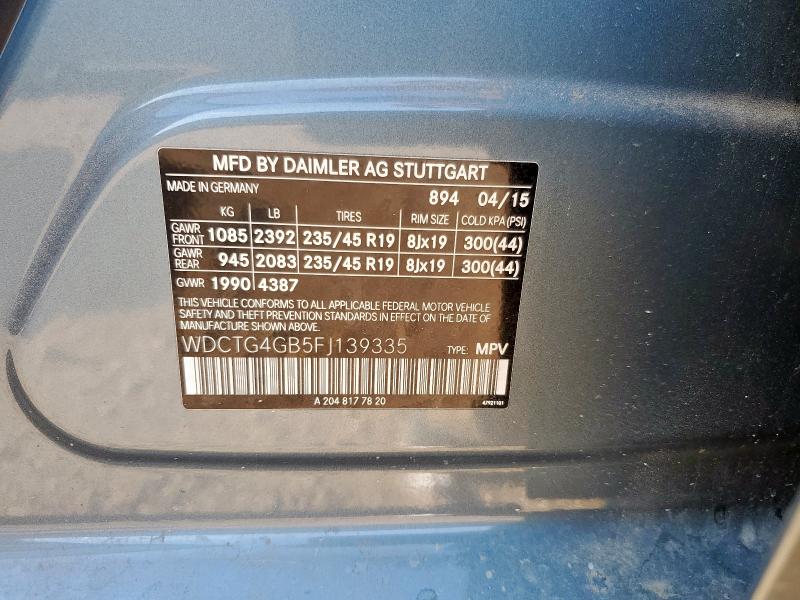 2015 MERCEDES-BENZ GLA 250 4M WDCTG4GB5FJ139335