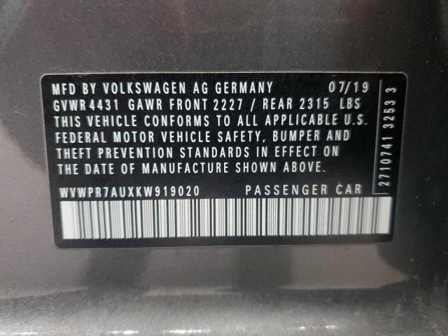 2019 VOLKSWAGEN E-GOLF SEL WVWPR7AUXKW919020